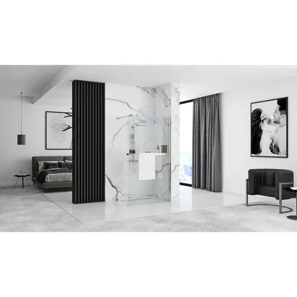 Paravan de dus tip Walk-in Rea Aero N 110x195 cm si etajera cu suport crom [4]