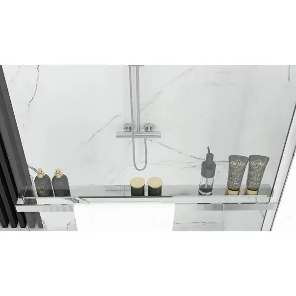 Paravan de dus tip Walk-in Rea Aero N 110x195 cm si etajera cu suport crom [5]