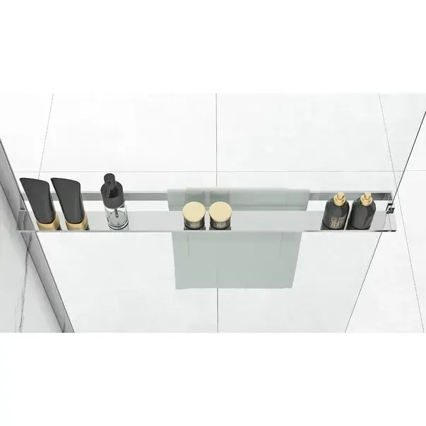 Paravan de dus tip Walk-in Rea Aero N 110x195 cm si etajera cu suport crom [7]