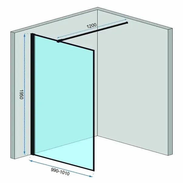 Paravan de dus tip Walk-in Rea Bler 100x195 cm profil negru [2]