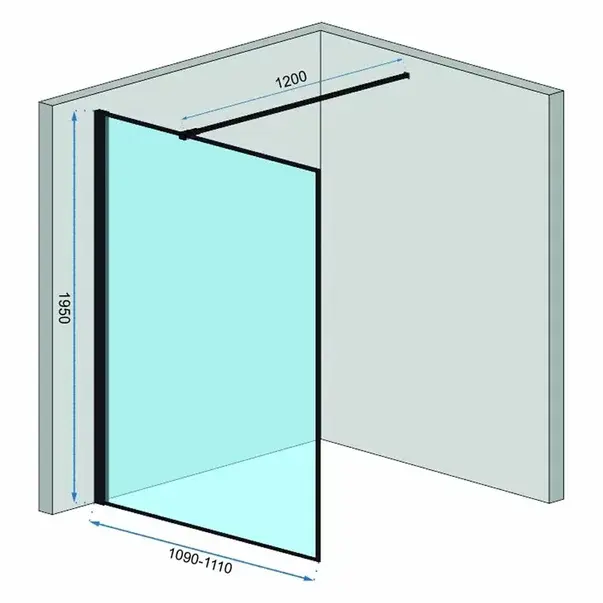Paravan de dus tip Walk-in Rea Bler 110x195 cm profil negru [2]