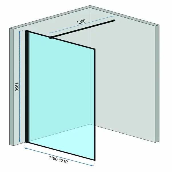 Paravan de dus tip Walk-in Rea Bler 120x195 cm profil negru [2]