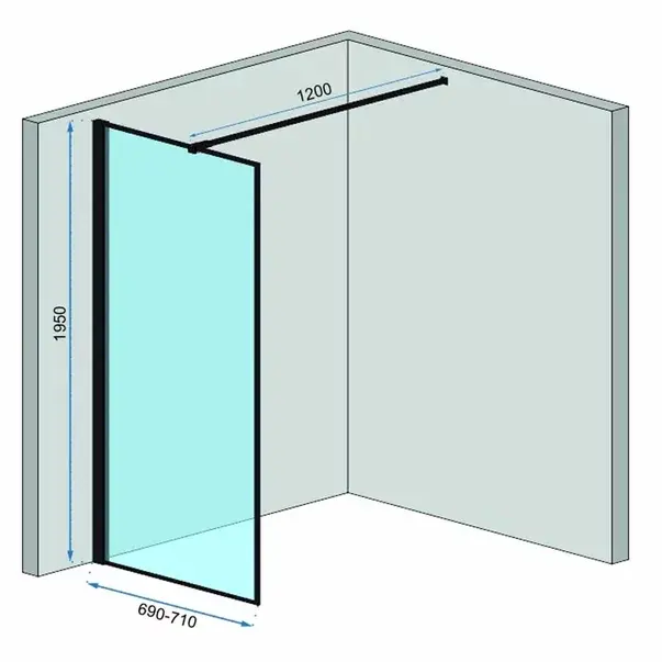 Paravan de dus tip Walk-in Rea Bler 70x195 cm profil negru [2]