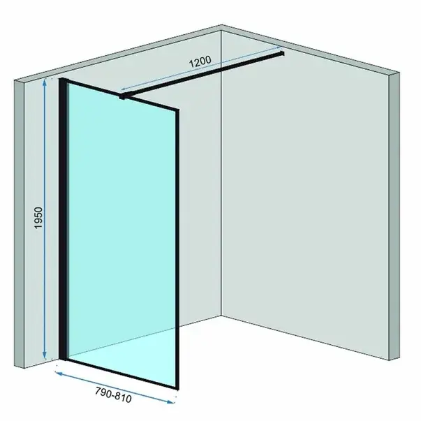Paravan de dus tip Walk-in Rea Bler 80x195 cm profil negru [2]