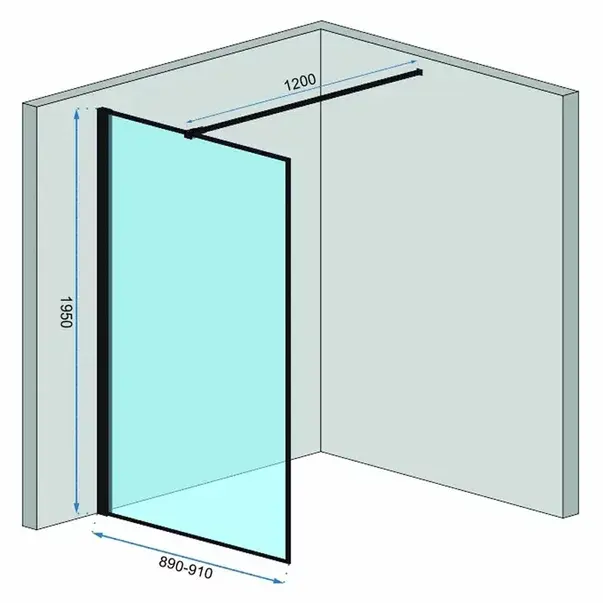 Paravan de dus tip Walk-in Rea Bler 90x195 cm profil negru [2]