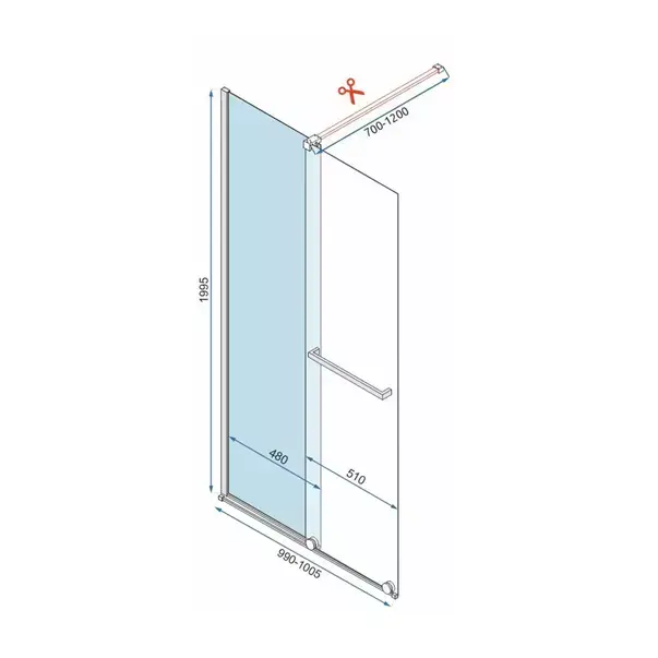 Paravan de dus tip Walk-in Rea Cortis cu parte culisanta 100x200 cm profil auriu [7]