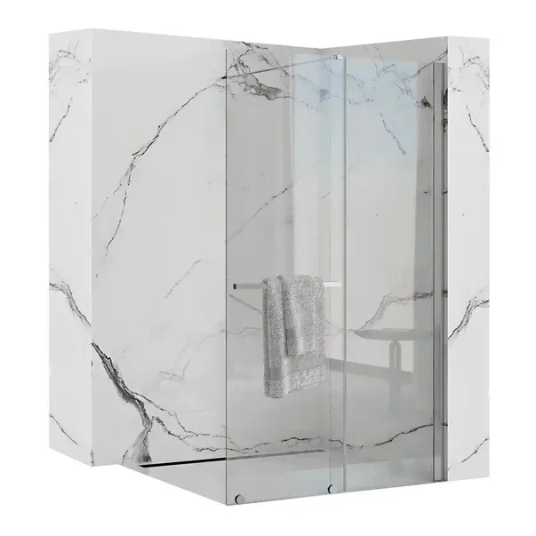Paravan de dus tip Walk-in Rea Cortis cu parte culisanta 100x200 cm profil crom [1]