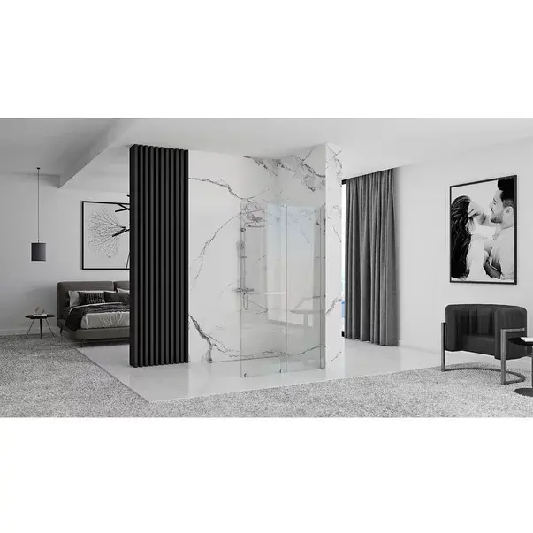 Paravan de dus tip Walk-in Rea Cortis cu parte culisanta 100x200 cm profil crom [5]
