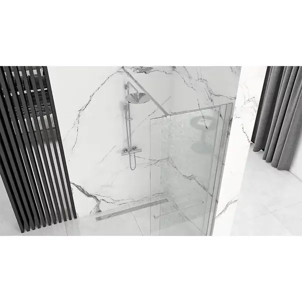 Paravan de dus tip Walk-in Rea Cortis cu parte culisanta 100x200 cm profil crom [4]