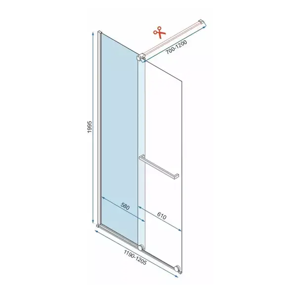 Paravan de dus tip Walk-in Rea Cortis cu parte culisanta 120x200 cm profil auriu [7]