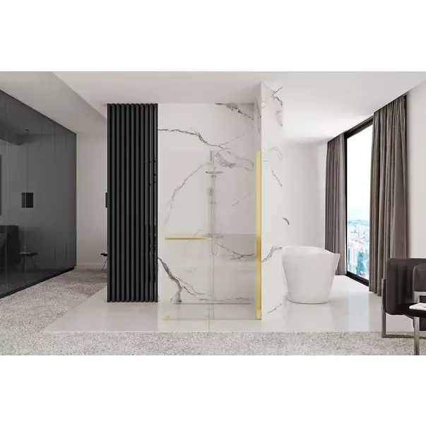 Paravan de dus tip Walk-in Rea Cortis cu parte culisanta 120x200 cm profil auriu [3]