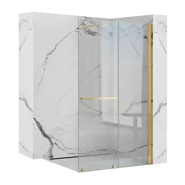 Paravan de dus tip Walk-in Rea Cortis cu parte culisanta 120x200 cm profil auriu [6]