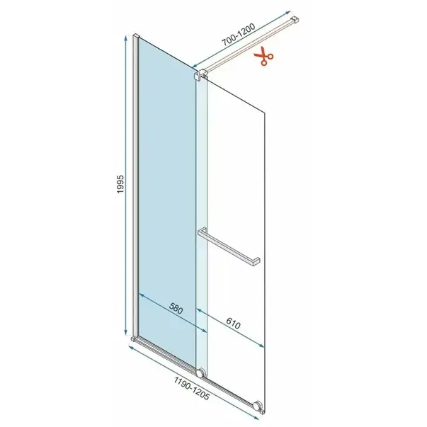 Paravan de dus tip Walk-in Rea Cortis cu parte culisanta 120x200 cm profil crom [2]