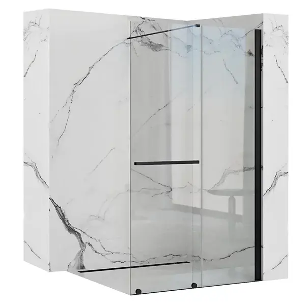 Paravan de dus tip Walk-in Rea Cortis cu parte culisanta 120x200 cm profil negru [7]
