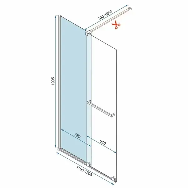 Paravan de dus tip Walk-in Rea Cortis cu parte culisanta 120x200 cm profil negru [2]