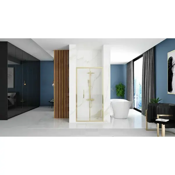 Paravan de dus tip Walk-in Rea Rapid Fold 80x195 cm profil auriu [3]