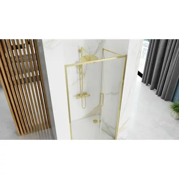Paravan de dus tip Walk-in Rea Rapid Fold 80x195 cm profil auriu [2]