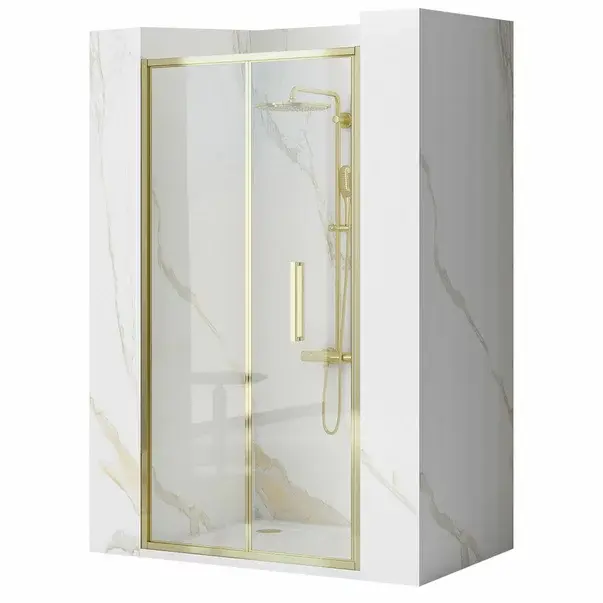 Paravan de dus tip Walk-in Rea Rapid Fold 80x195 cm profil auriu [1]
