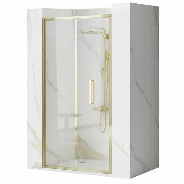Paravan de dus tip Walk-in Rea Rapid Fold 90x195 cm profil auriu [1]