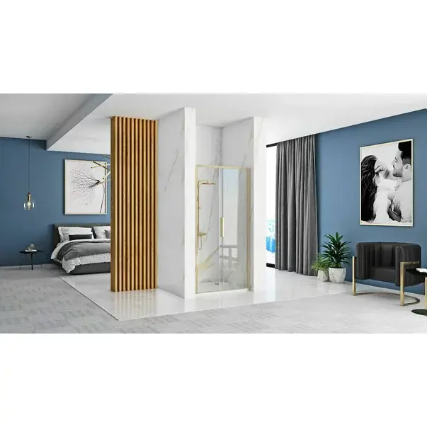Paravan de dus tip Walk-in Rea Rapid Slide 100x195 cm profil auriu periat [2]