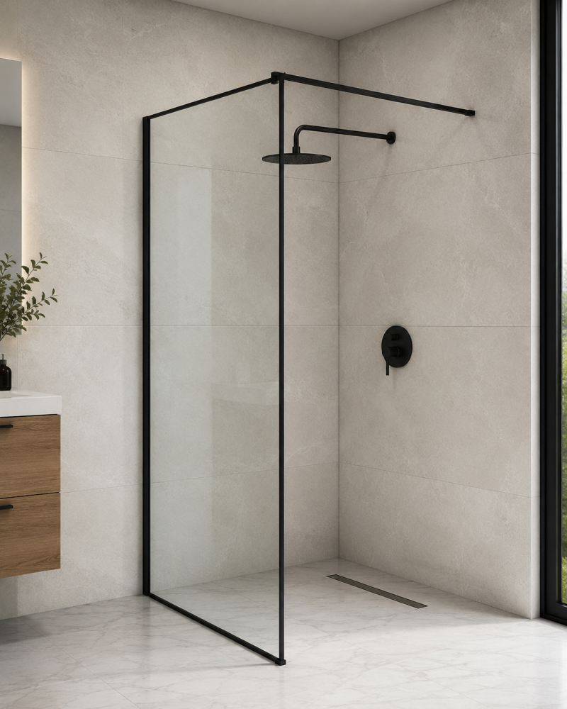 Paravan de dus Walk-In Sanoterm Urban 90 cm negru mat [2]