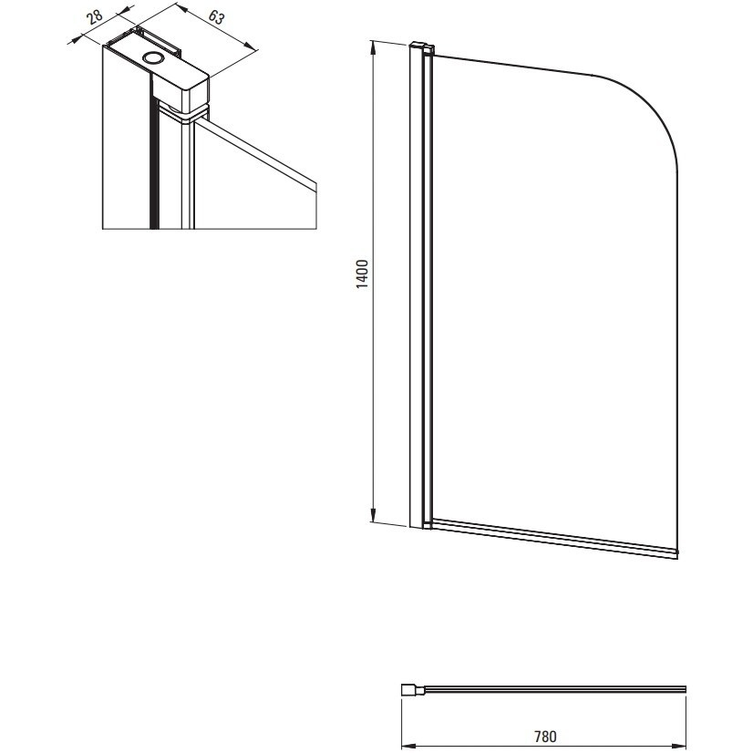 Paravan pentru cada Deante Jasmin 78x140 cm crom [3]