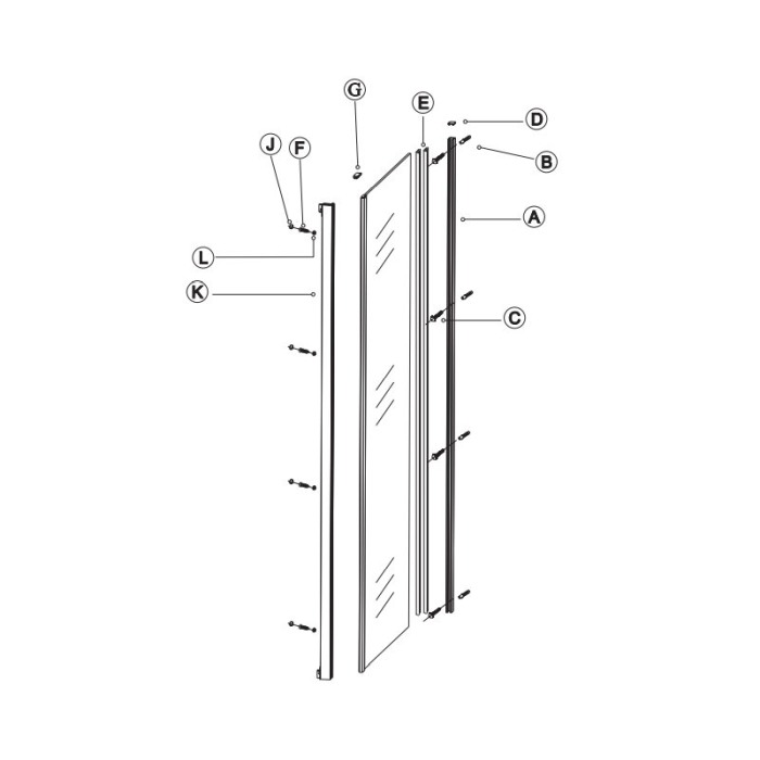 Perete fix Sanswiss, Ocelia, 80 x 190 cm, crom lucios [2]