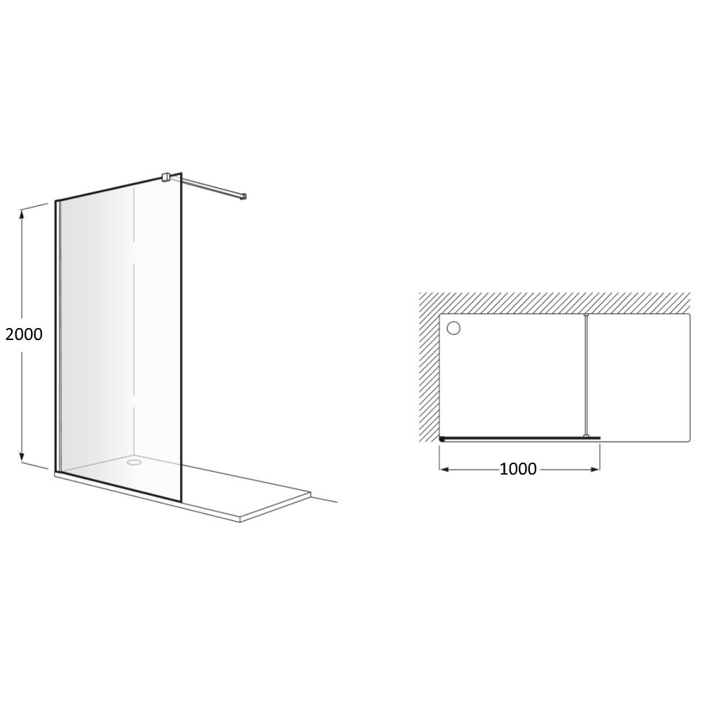 Perete sticla dus Walk In Roca District 100xH200 cm, sticla 8 mm, profil crom [2]