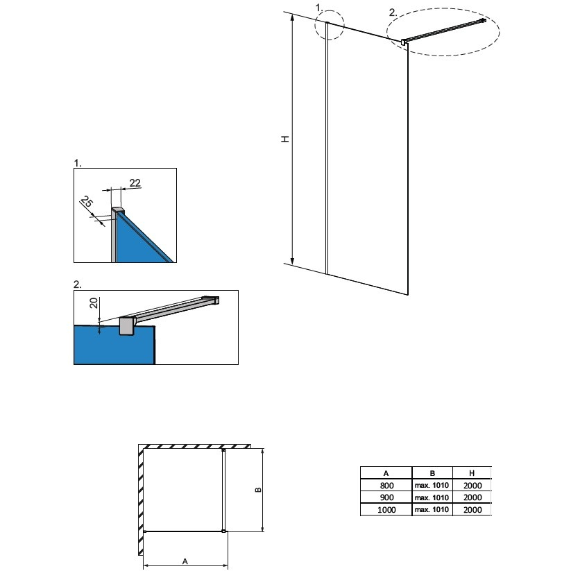 Perete sticla dus Walk In Roca District 80xH200 cm, profil crom [3]