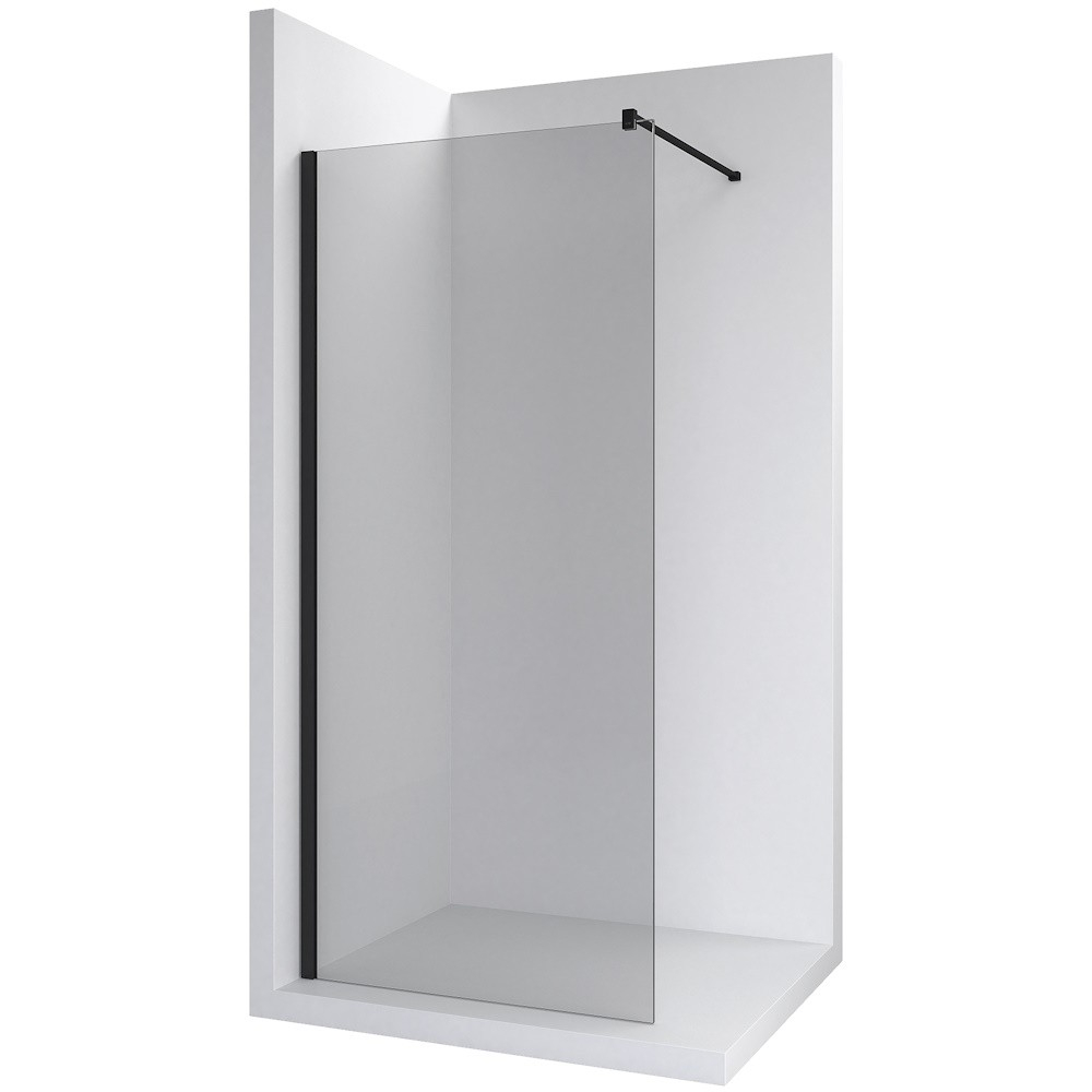 Perete sticla dus Walk In Roca District 80xH200 cm, profil negru mat [1]