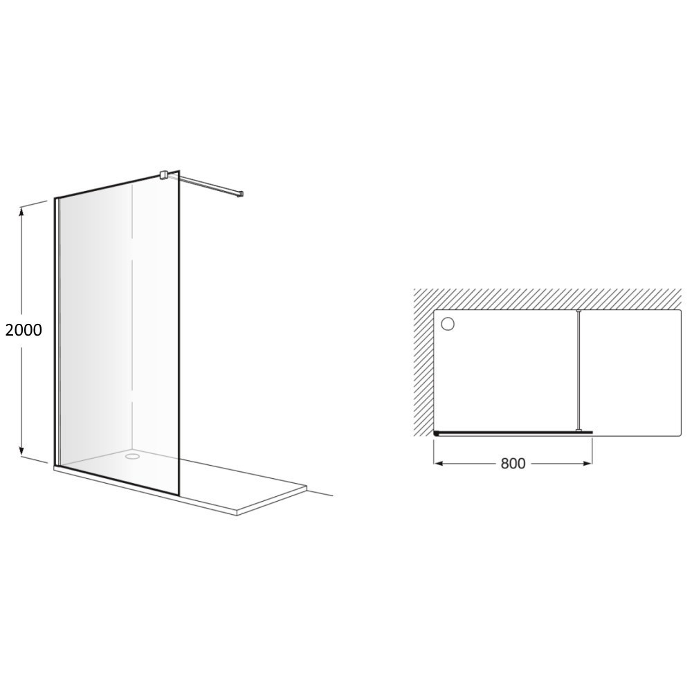 Perete sticla dus Walk In Roca District 80xH200 cm, sticla 8 mm, profil negru mat [3]
