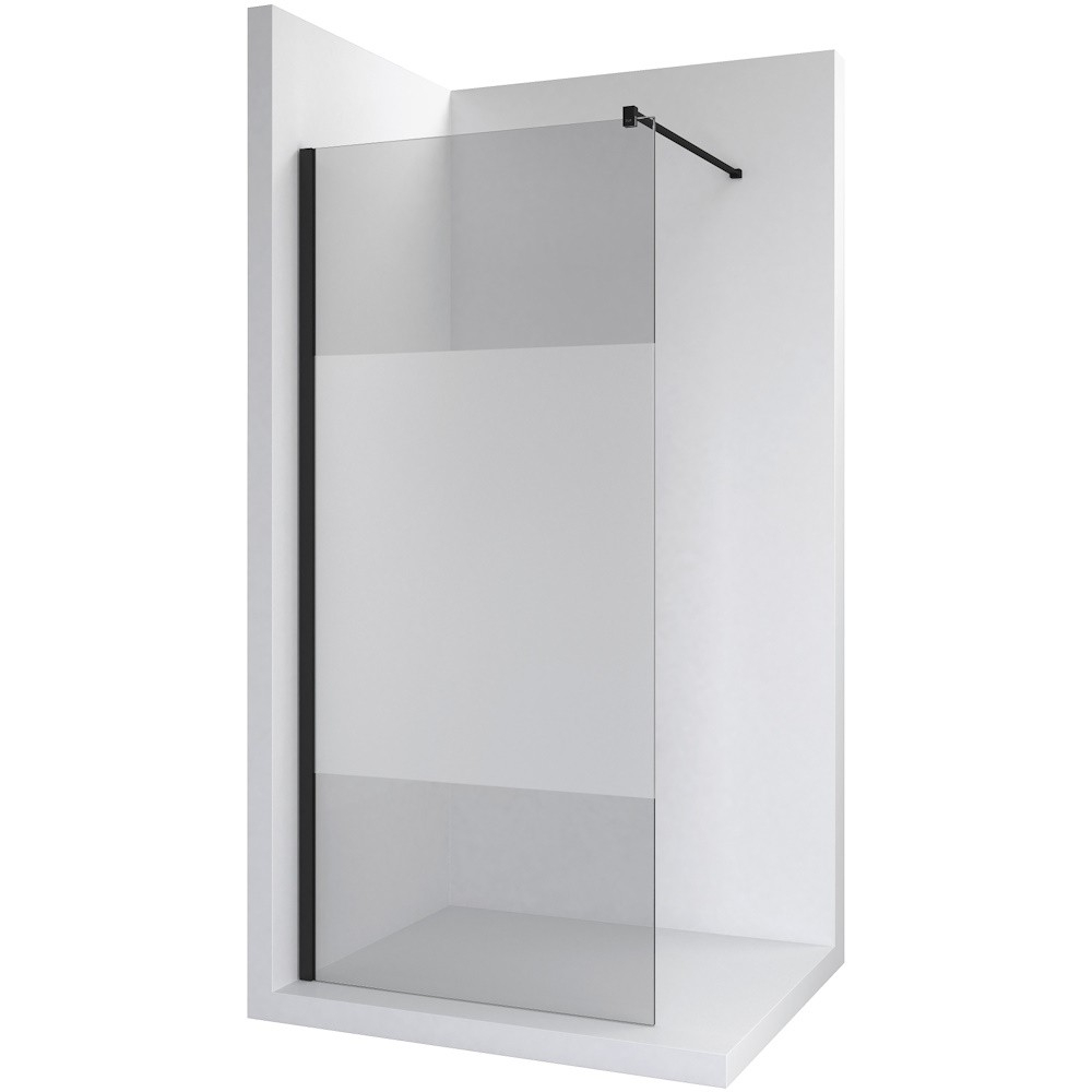 Perete sticla dus Walk In Roca District 80xH200 cm, sticla 8 mm, profil negru mat [1]