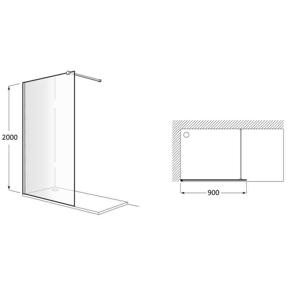 Perete sticla dus Walk In Roca District 90xH200 cm, profil crom [2]