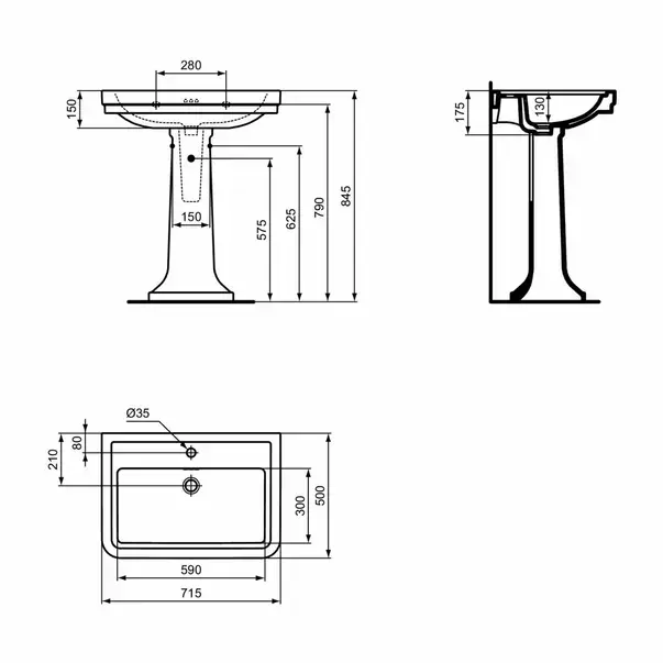 Piedestal pentru lavoar Ideal Standard Atelier Calla alb lucios [9]