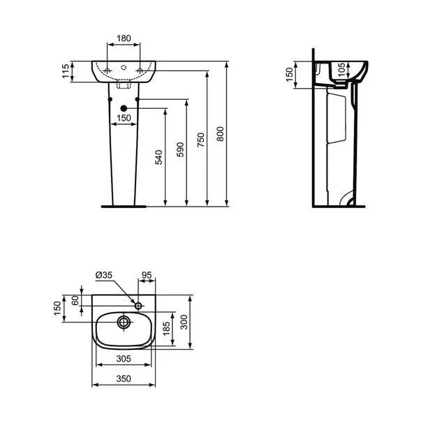 Piedestal pentru lavoar Ideal Standard i.life A alb lucios [10]