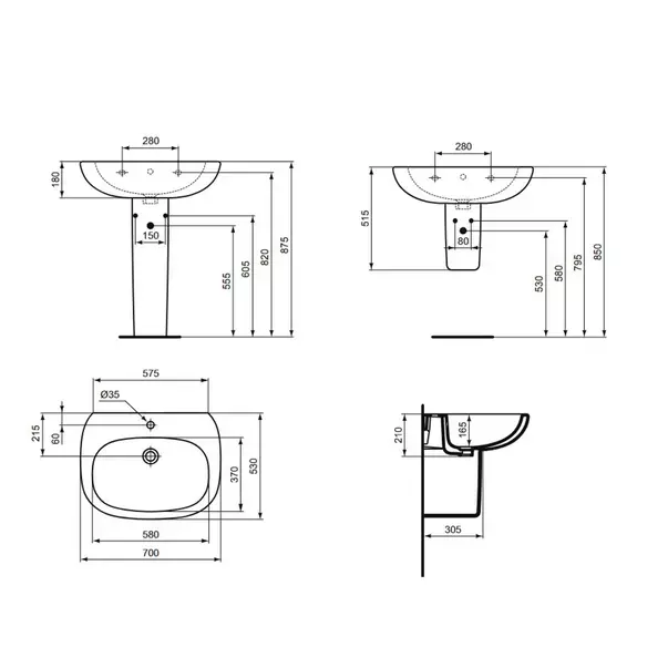 Piedestal pentru lavoar Ideal Standard Tesi alb [3]