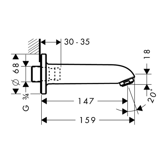 Pipa de umplere Hansgrohe, Focus, crom [2]