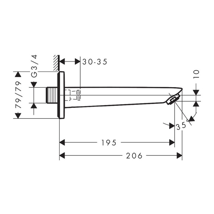 Pipa de umplere pentru cada, Hansgrohe, Logis, negru mat [2]