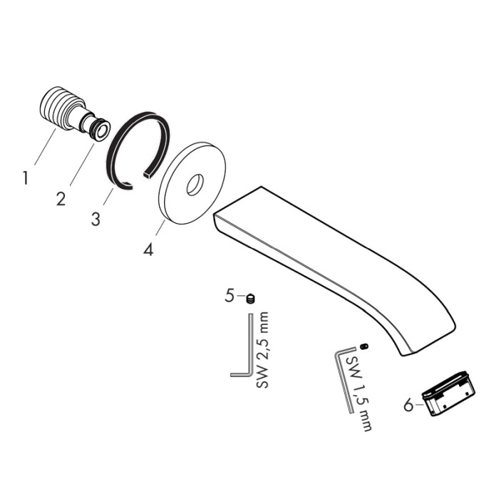 Pipa de umplere pentru cada, Hansgrohe, Vivenis, alb mat [4]