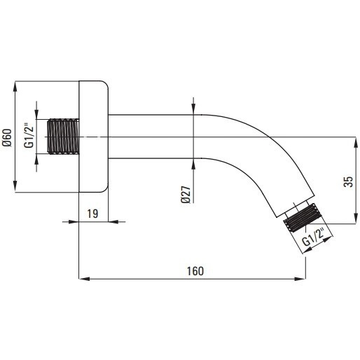 Pipa montata pe perete Deante Cascada crom 16 cm [2]