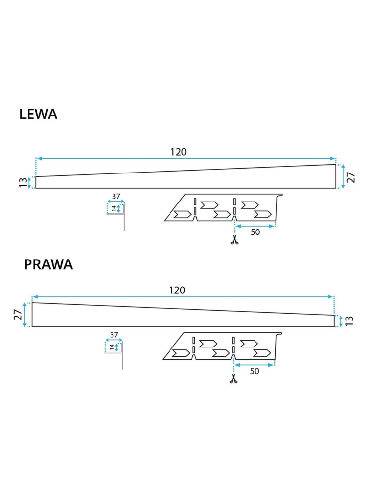 Profil de panta cadita de dus stanga 120cm cupru periat [8]