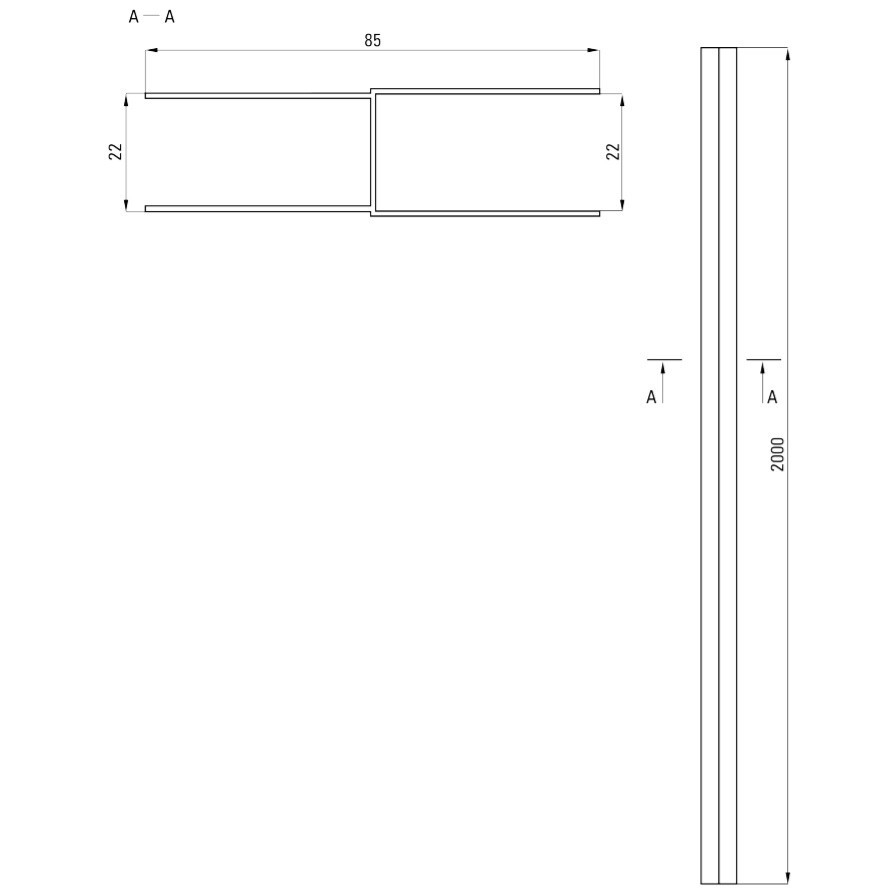 Profil extenstie cu accesorii de instalare 200 cm negru mat [2]