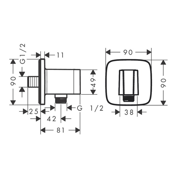 Racord de dus, Hansgrohe, FixFit Q, cu suport de para, bronz periat [2]