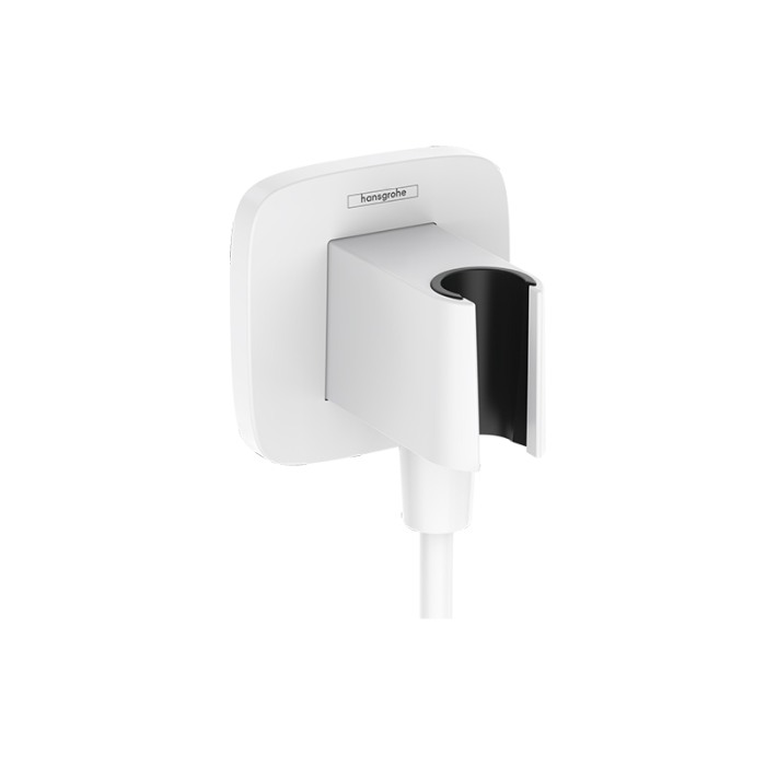 Racord de duș, Hansgrohe, FixFit Q, cu suport pentru para de duș, alb mat [1]