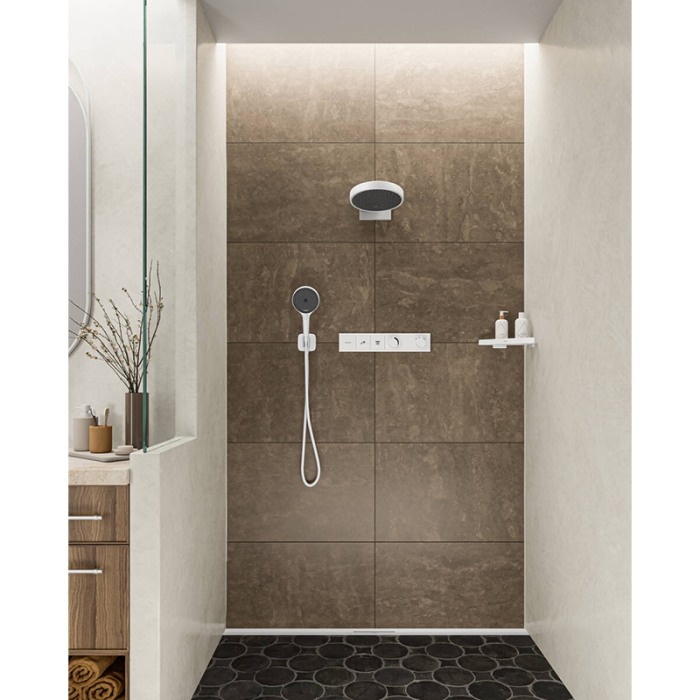 Racord de duș, Hansgrohe, FixFit Q, cu suport pentru para de duș, alb mat [3]