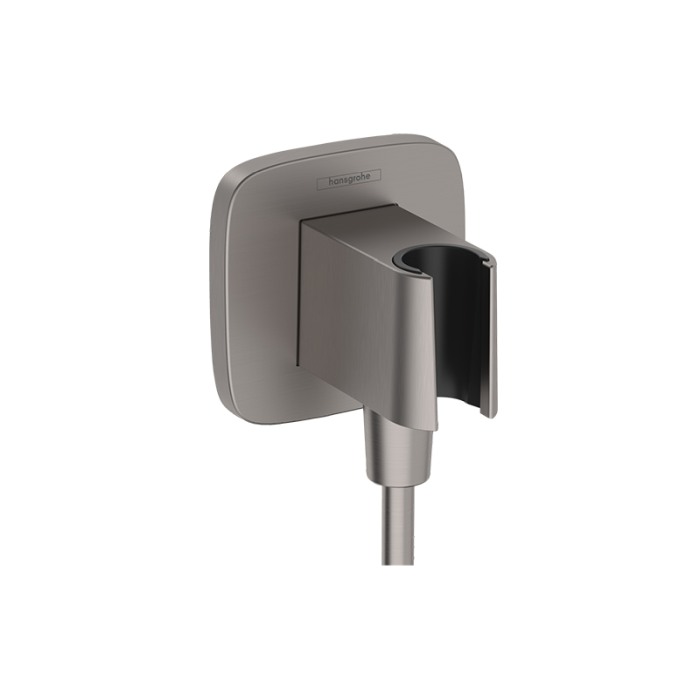 Racord de duș, Hansgrohe, FixFit Q, cu suport pentru para de duș, negru cromat periat [1]