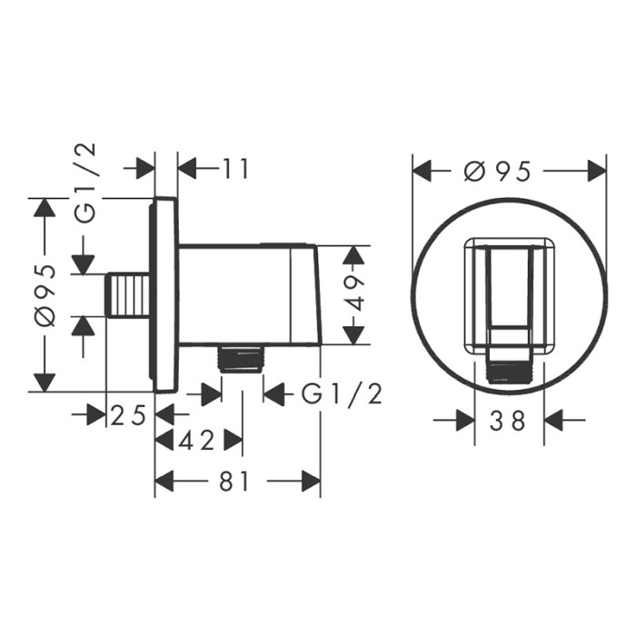 Racord de dus, Hansgrohe, FixFit S, cu suport pentru para, bronz periat [2]