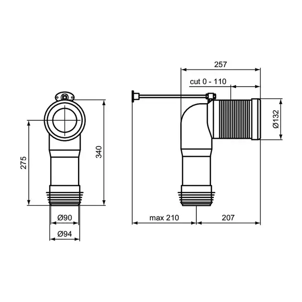 Racord de scurgere Ideal Standard Tonic II pentru instalare verticala [2]
