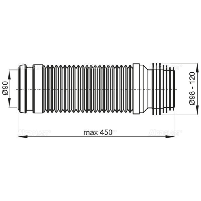 Racord flexibil Alcadrain, cu garnitura pentru vas WC, 23 - 45 cm [2]