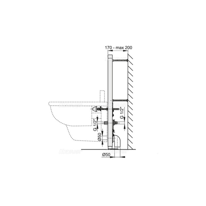 Rama de montaj Alcaplast, pentru bideu suspendat, set de fixare inclus, h85 cm [2]